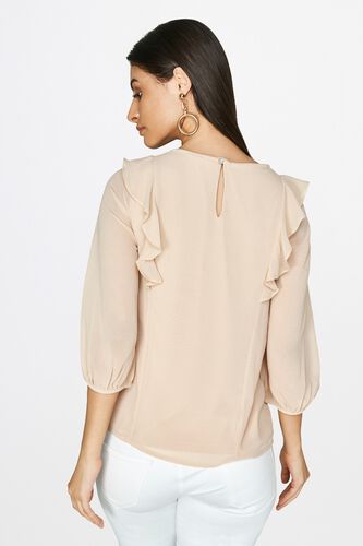 2 - Flesh Pink Embroidered Round Neck A-Line Top, image 2
