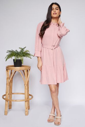 3 - Pink Solid Straight Dress, image 2