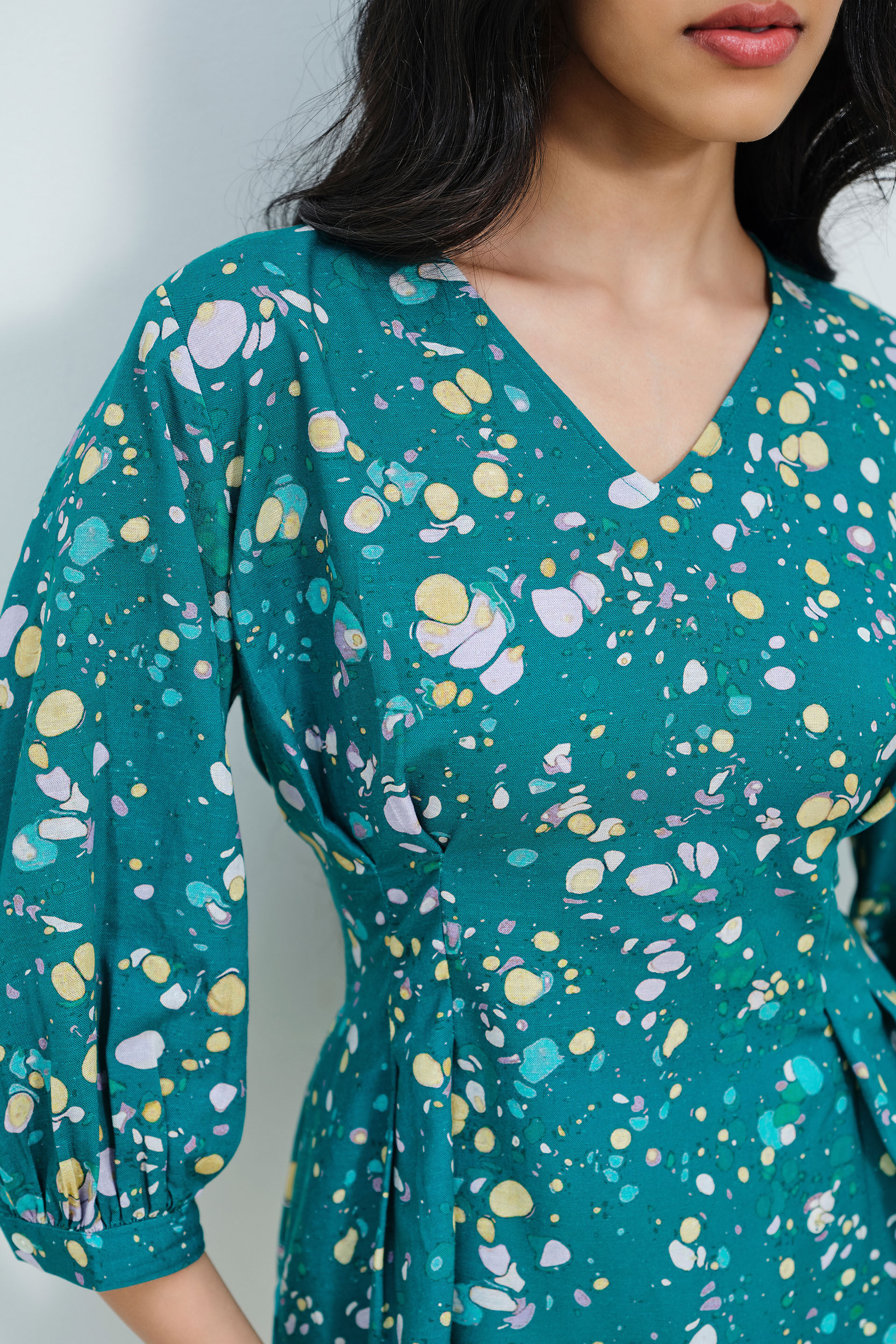 Abstract Polka-Print Green Top, Green, image 4