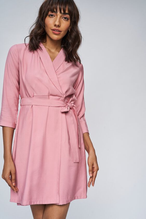 5 - Blush Solid Straight Knee Length Dress, image 5