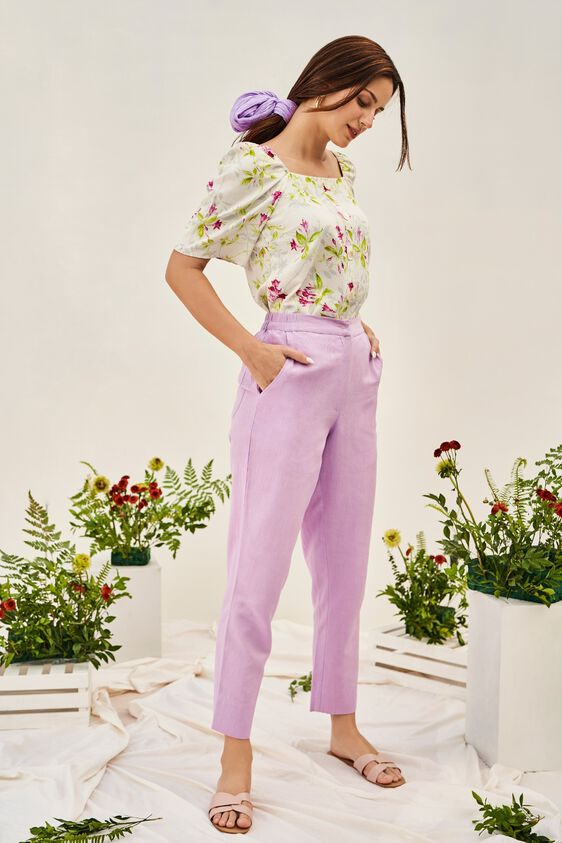 1 - White Floral Printed A-Line Top, image 1