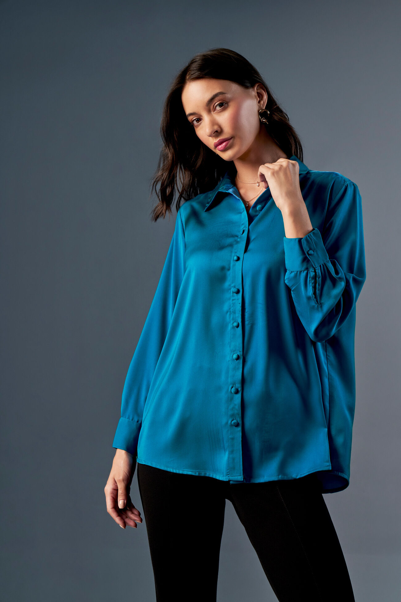 Teal Orchid Shirt, Teal, image 1