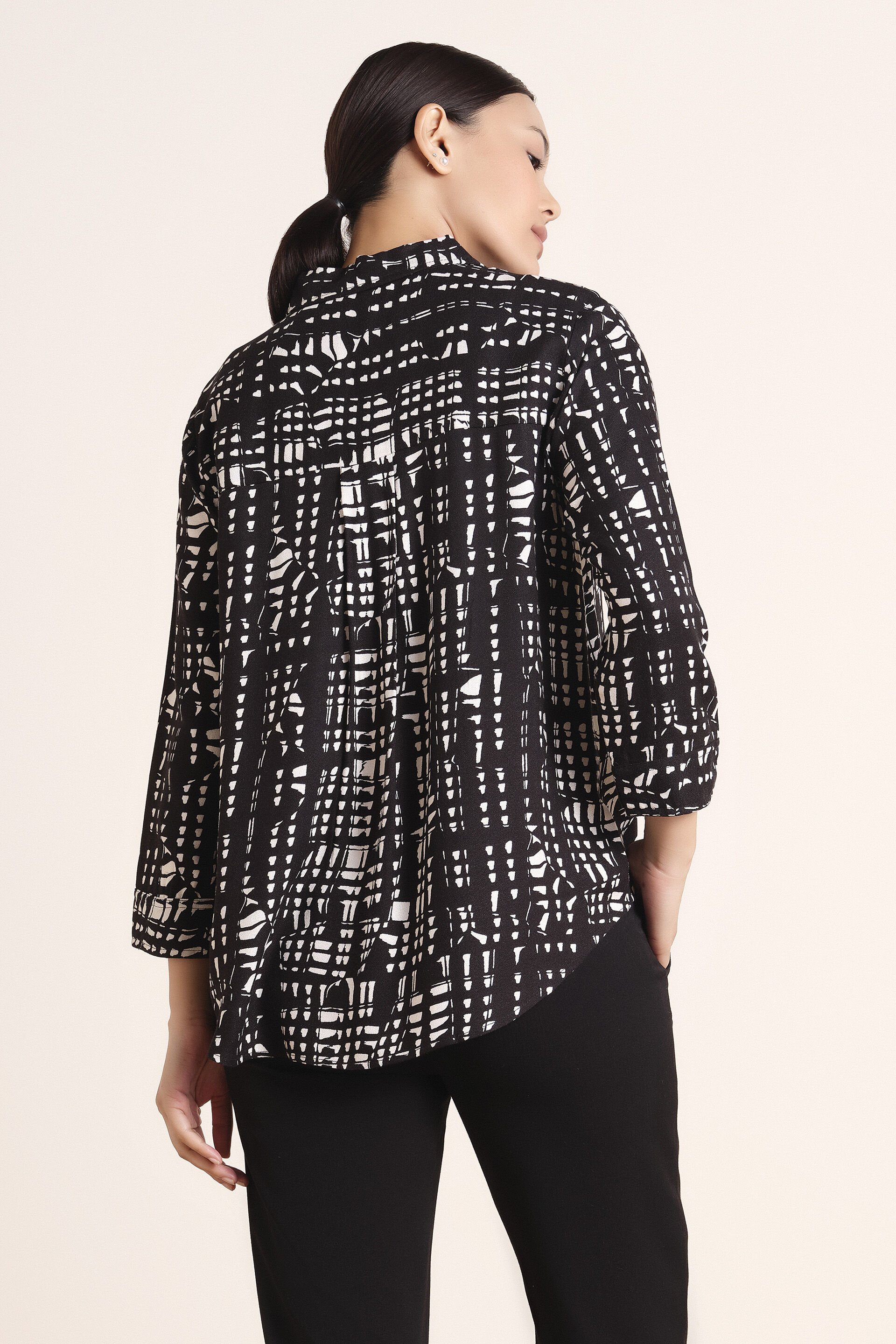 Printed Monochrome Shirt, Black, image 7