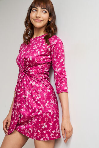 Wine Floral Straight Dress, Wine, image 2