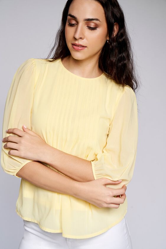 1 - Yellow Solid Blouson Top, image 1