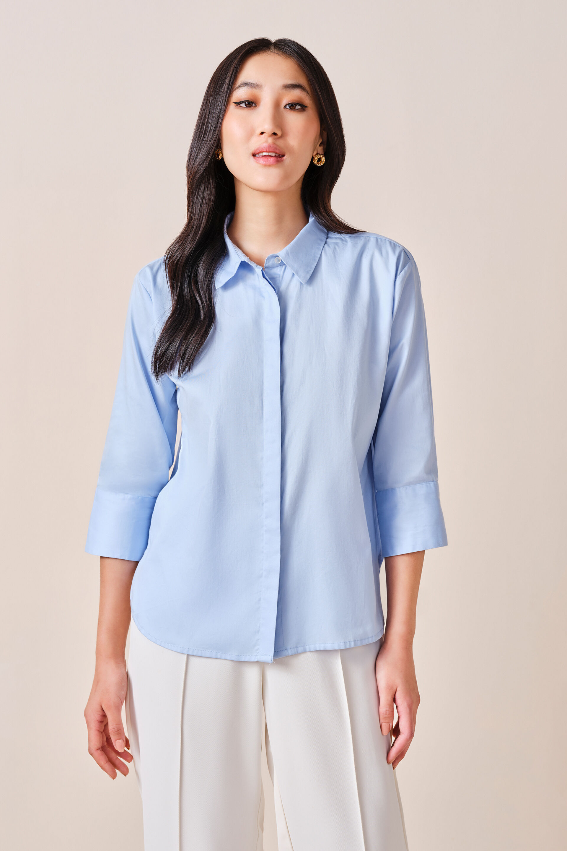 Melissa Cotton Shirt, Powder Blue, image 1
