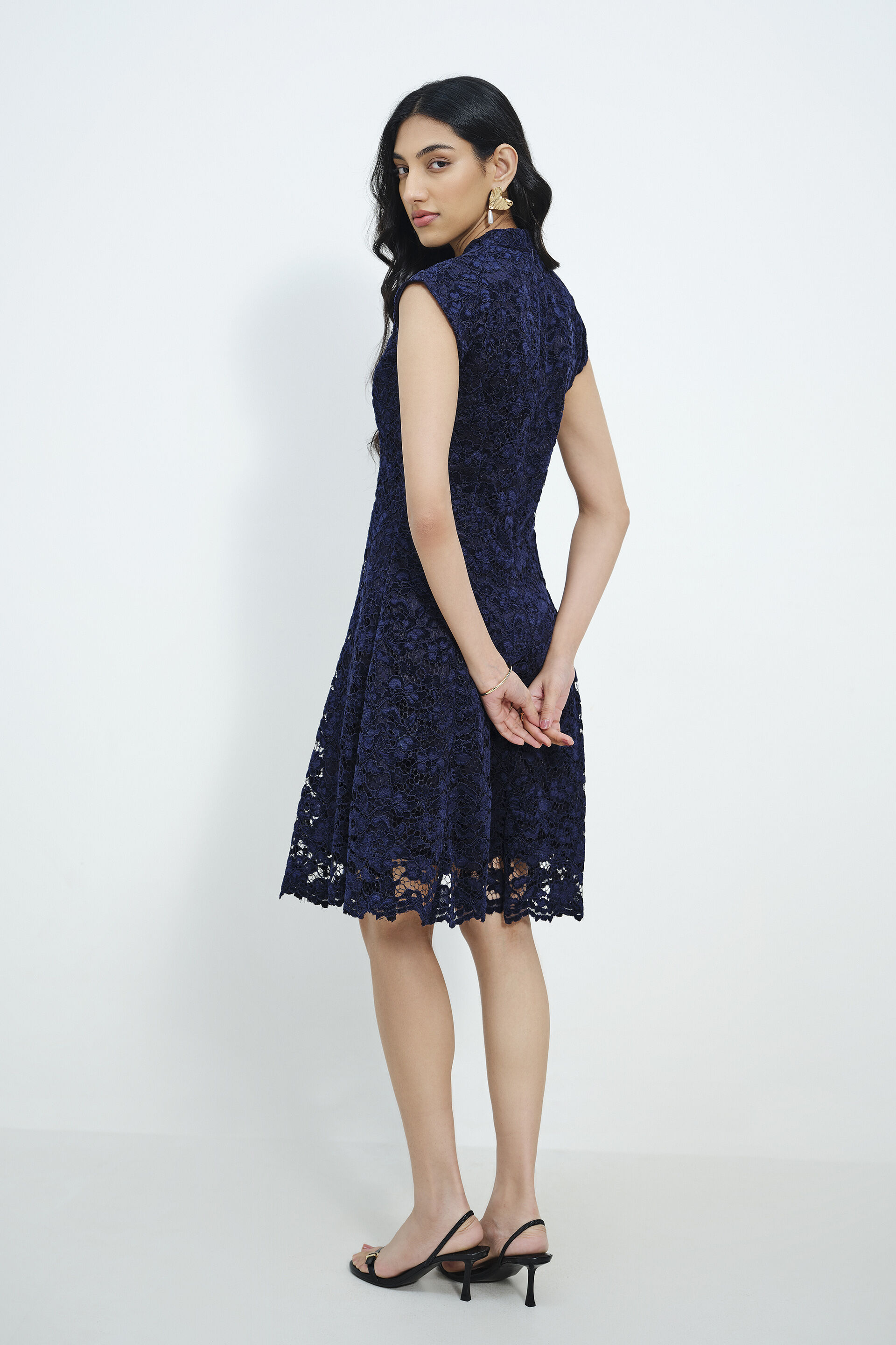Blue Garden Lace Dress, Navy, image 6