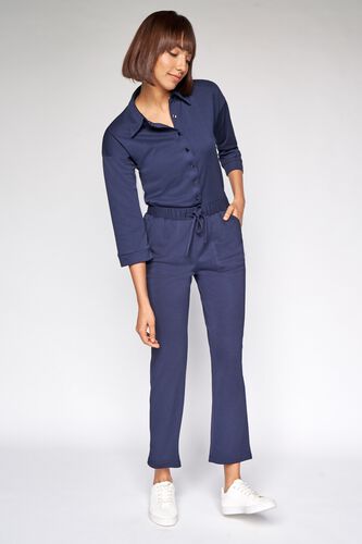 4 - Navy Solid Shirt Style Top, image 4