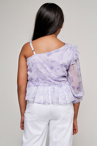 Lilac Floral Flared Top, Lilac, image 4