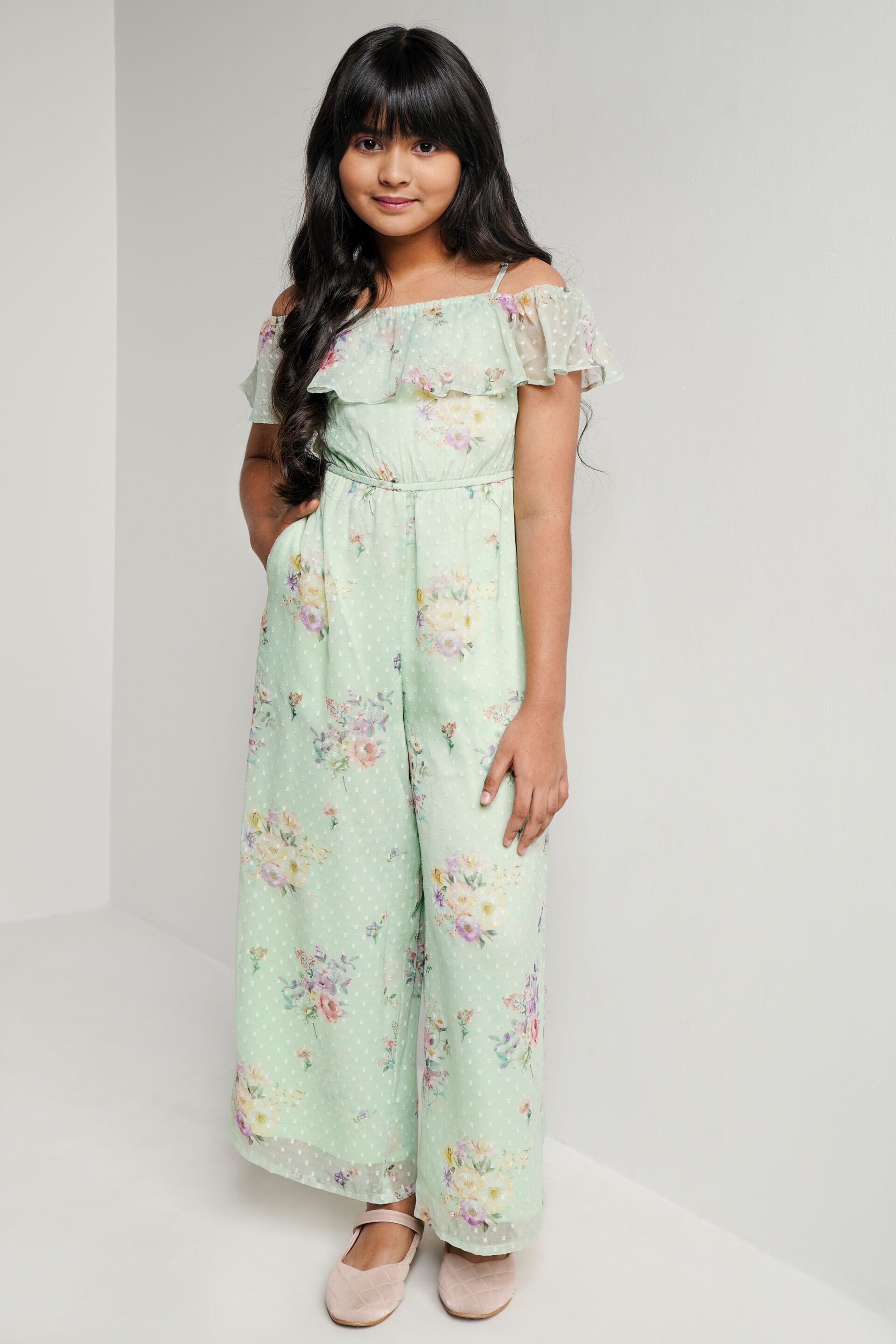 Buy Mint Floral Flared Jumpsuit Online at Best Price at ANDIndia SS23KG009JSN64