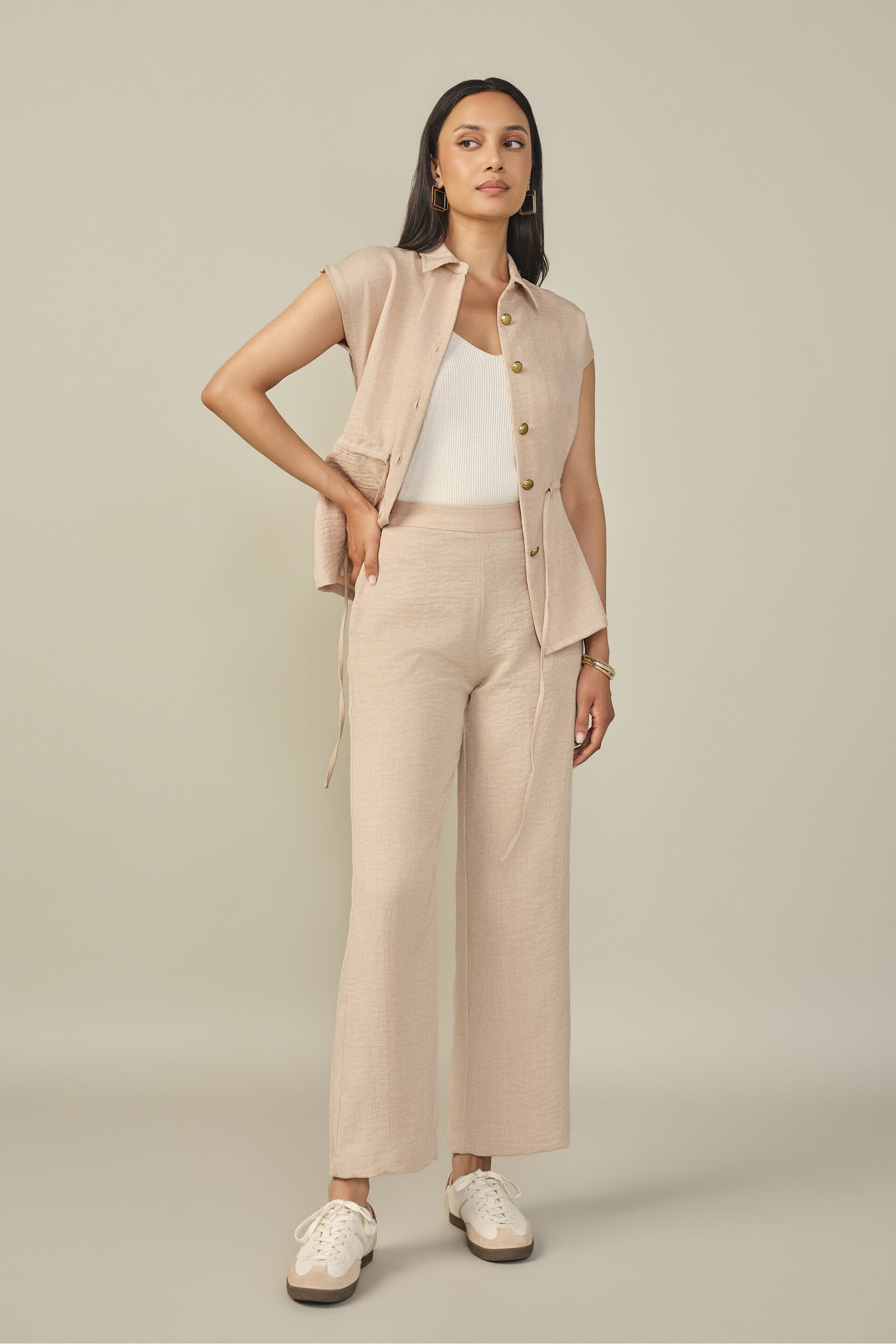 Solid Co-ord in Beige, Beige, image 1