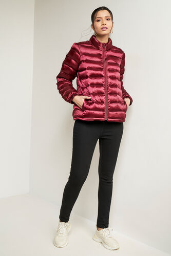 Maroon Self Design Straight Jacket, Maroon, image 1
