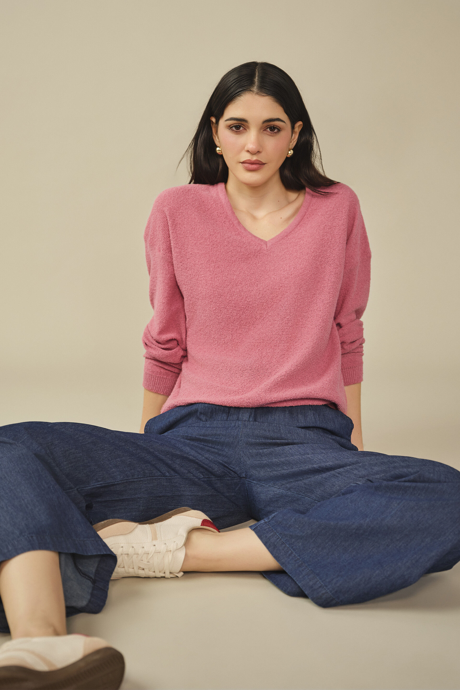 Solid Sweater in Pink, Pink, image 5