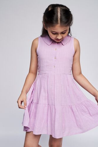 1 - Lilac Self Design Flounce Dress, image 1