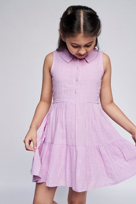 1 - Lilac Self Design Flounce Dress, image 1