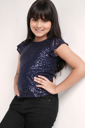 Self Design Straight Top, Navy Blue, image 1