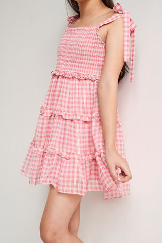 Pink Checks Flared Dress, Pink, image 6