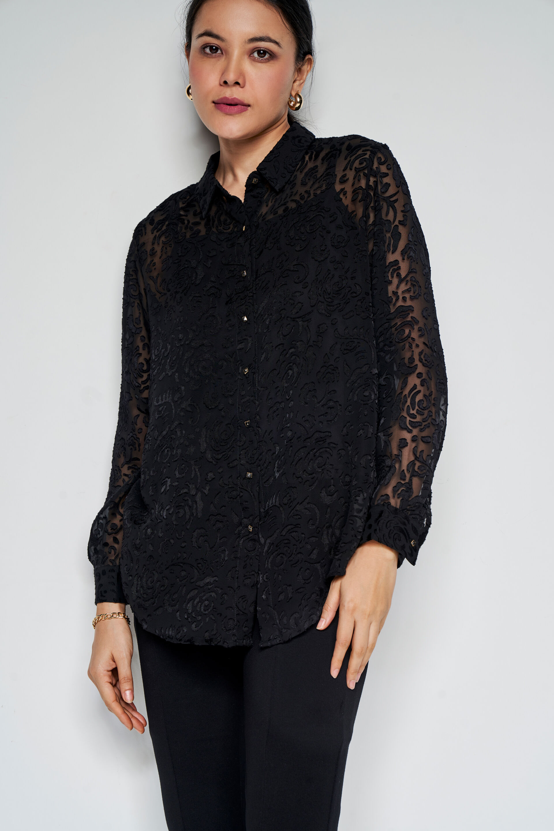 Floral Shadow Top, Black, image 4