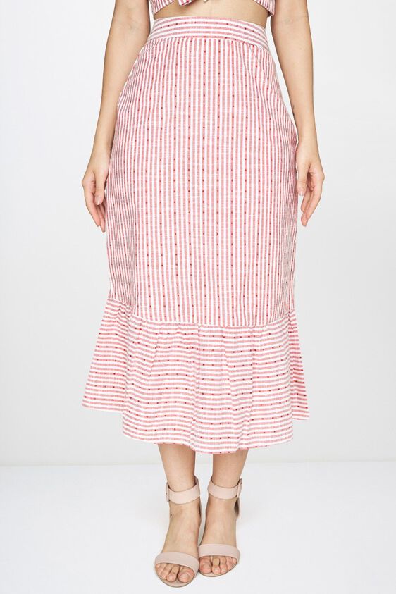 2 - Red - White Stripes A-Line Skirt, image 2