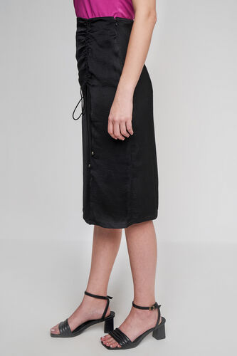 Black Solid Party Skirt, Black, image 4