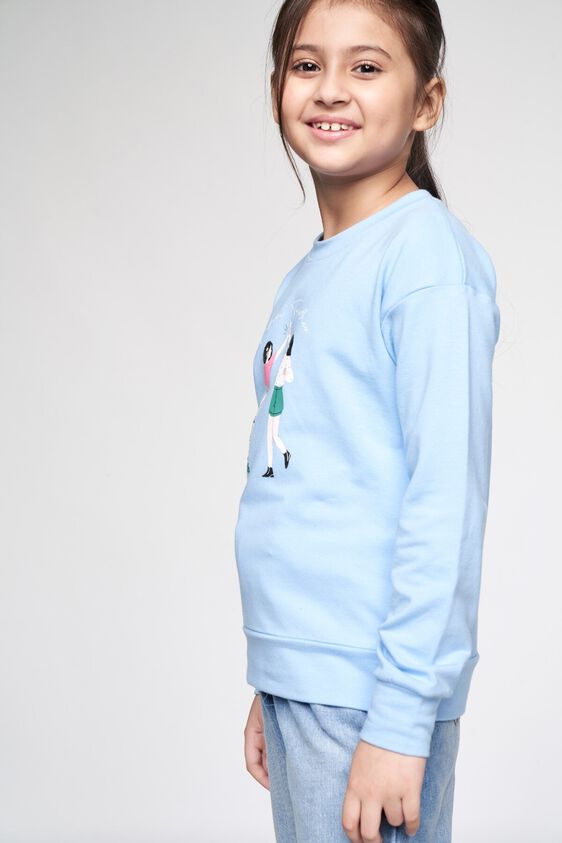 4 - Powder Blue Graphic Straight Sweatshirt, image 4