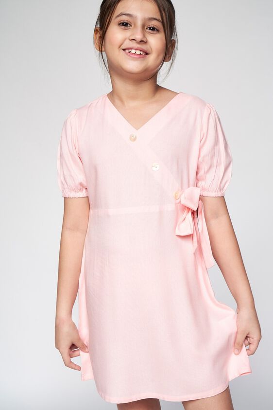 2 - Pink Solid Fit and Flare Dress, image 2