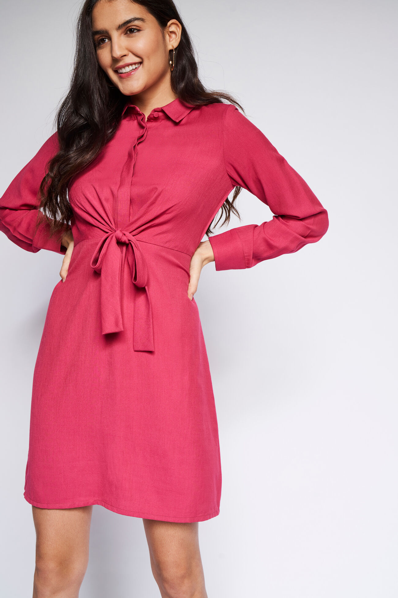 Pink Solid Straight Dress, Pink, image 1