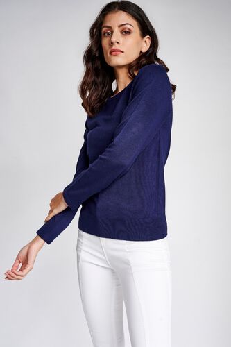 2 - Blue Round Neck Sweater Top, image 2