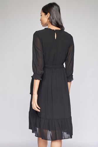 3 - Black Solid Fit and Flare Dress, image 3