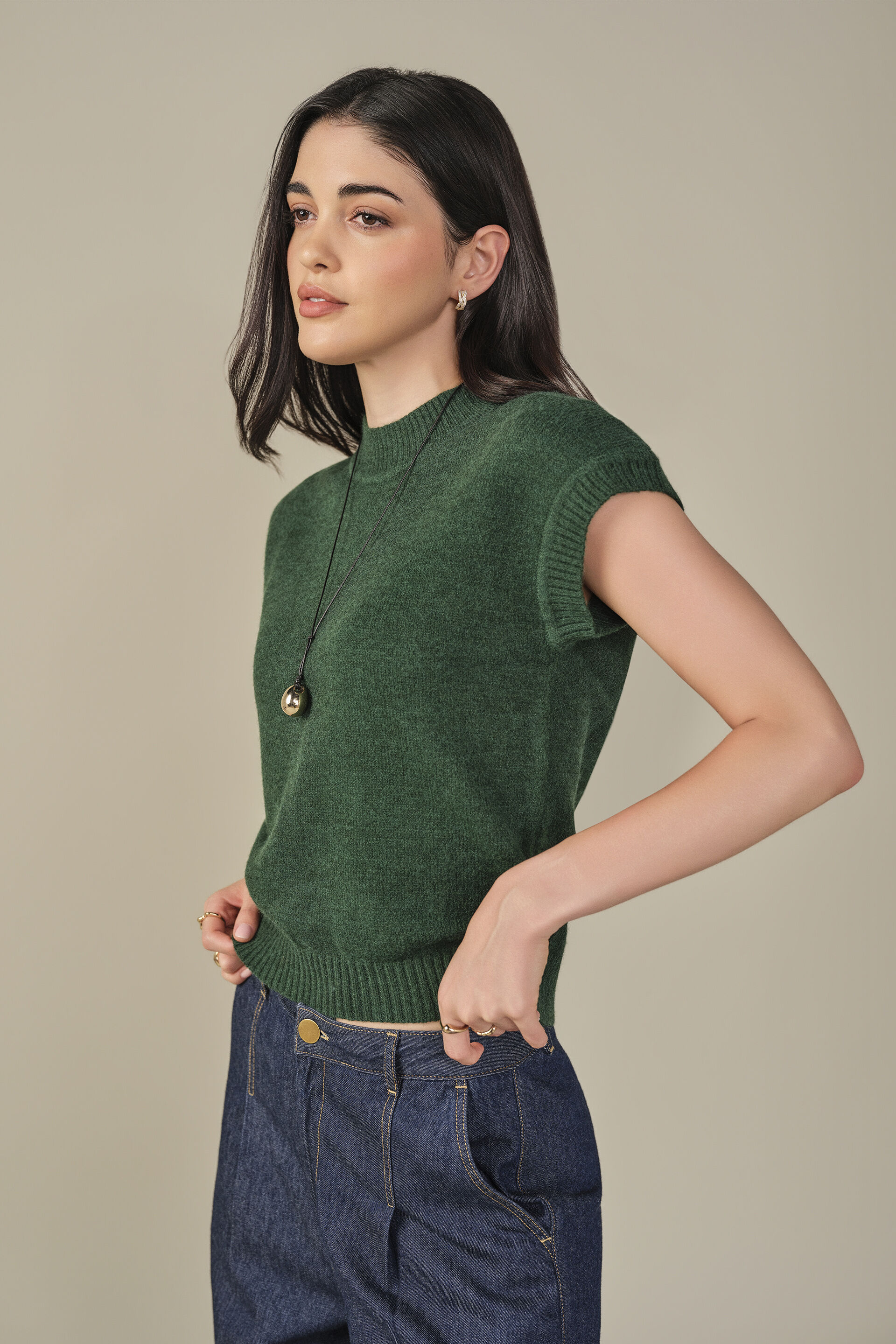 Solid Sweater in Green, Green, image 5
