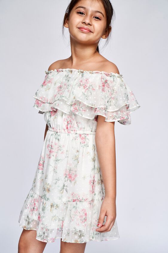 3 - White Floral Flounce Dress, image 3