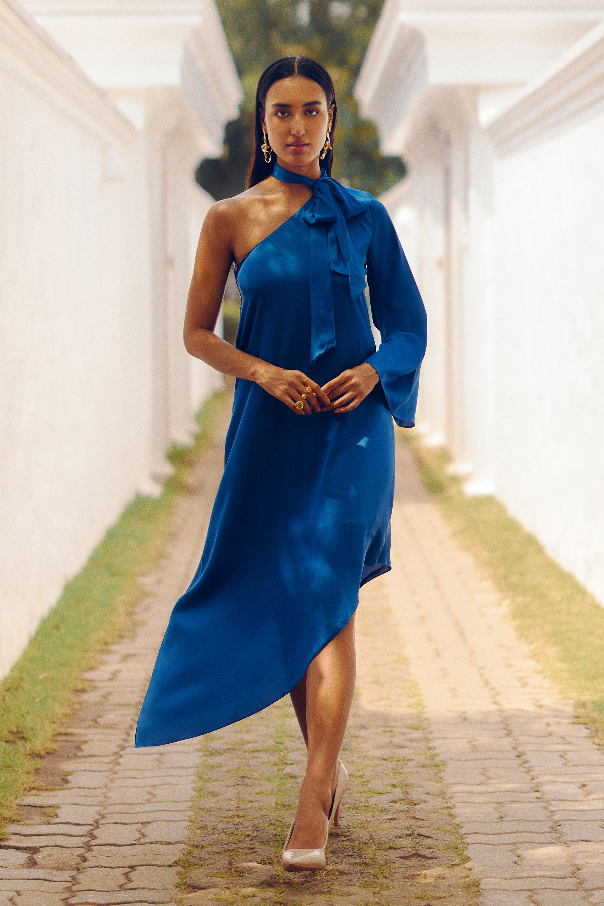 Nomada Asymmetrical Dress, Dark Blue, image 1