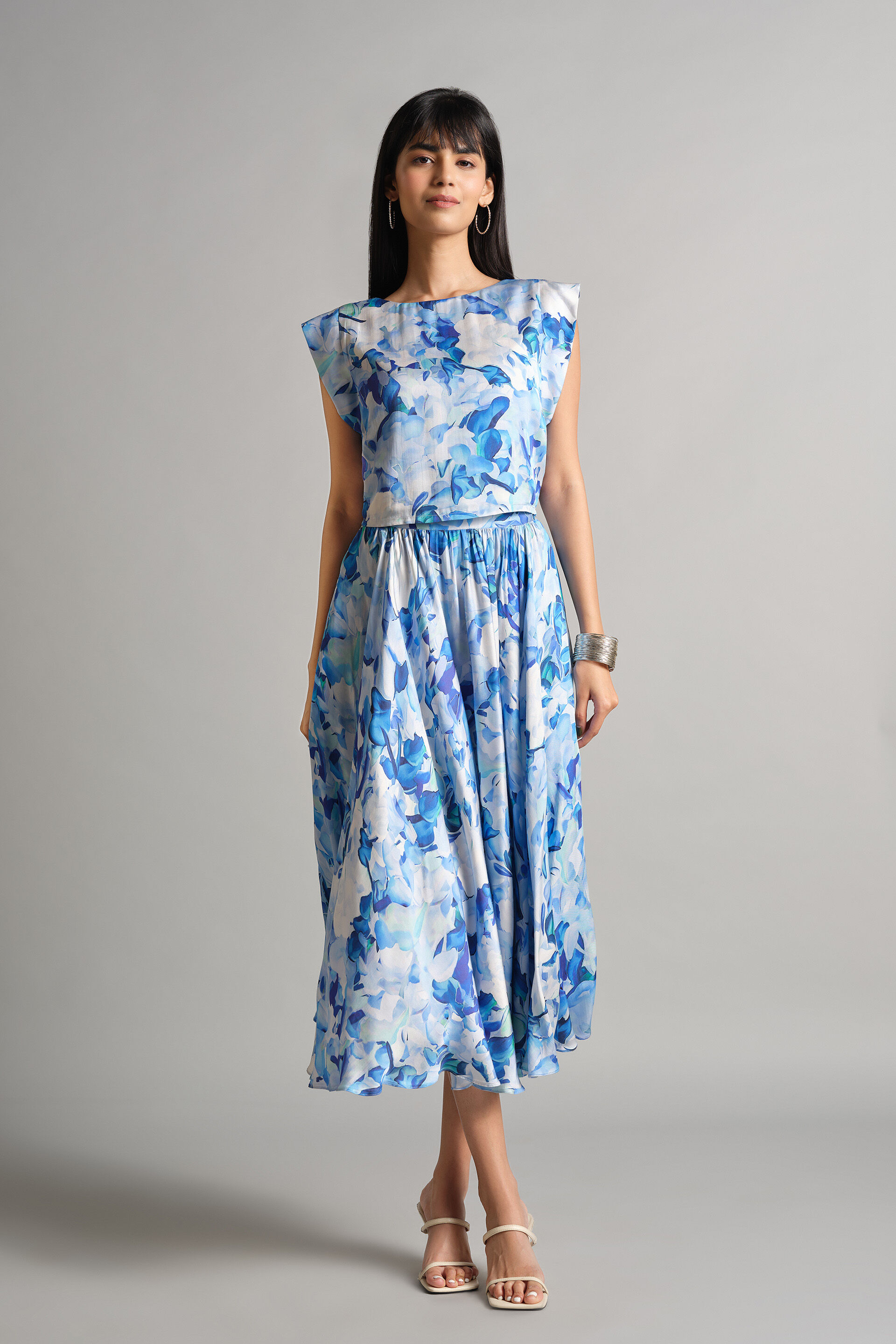 Blooming Blues Skirt Set, Blue, image 1