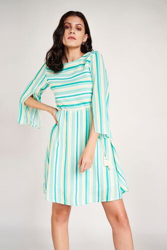 2 - Mint Stripes Knee Length Dress, image 2