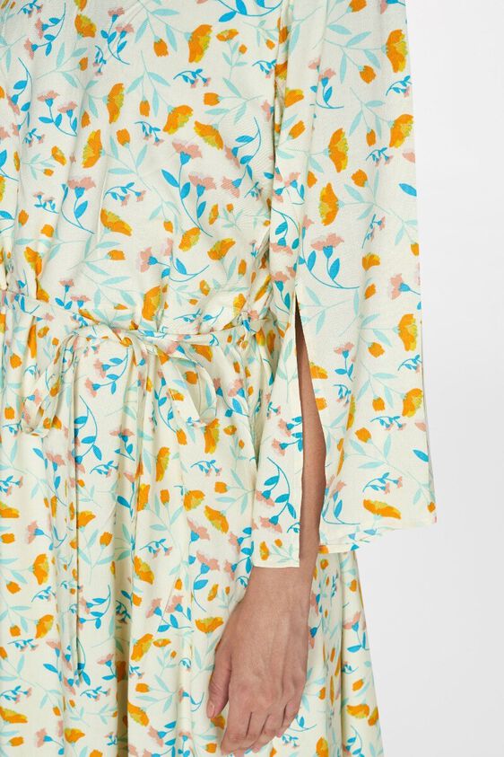 5 - Light Yellow Floral Fit and Flare Dress, image 5