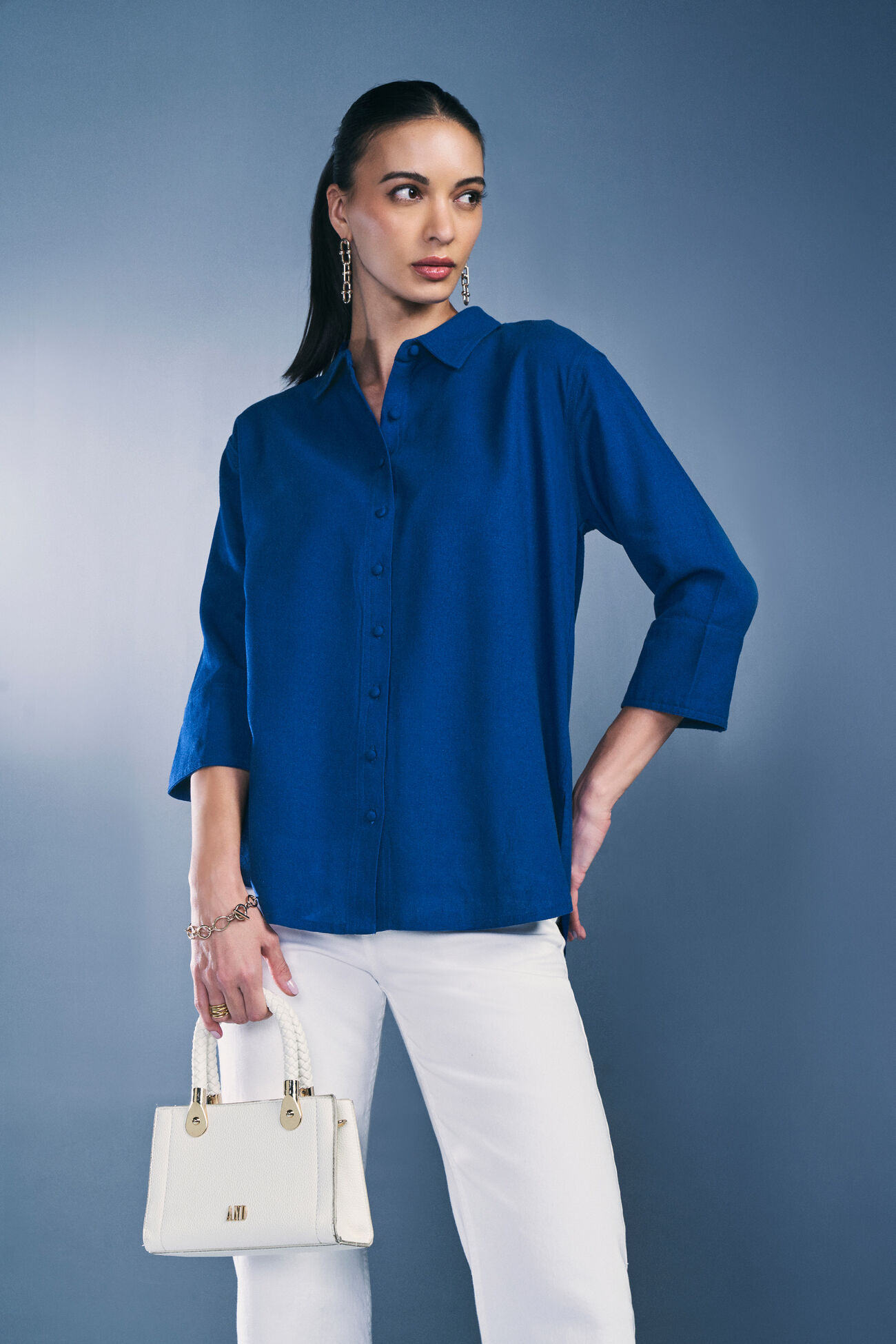 Azure Breeze Viscose Shirt, Blue, image 5