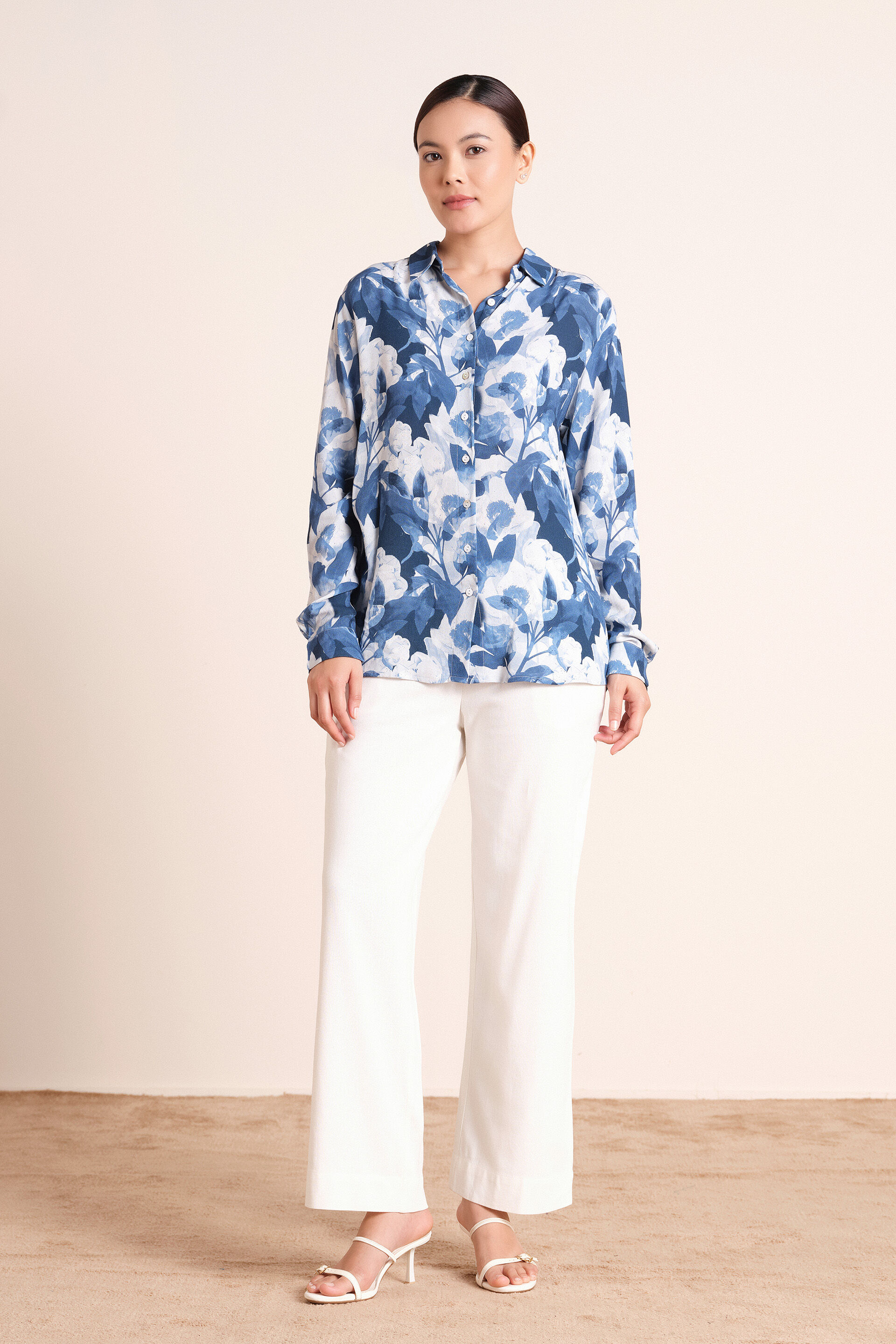 Marisol Crepe Shirt, Blue, image 3