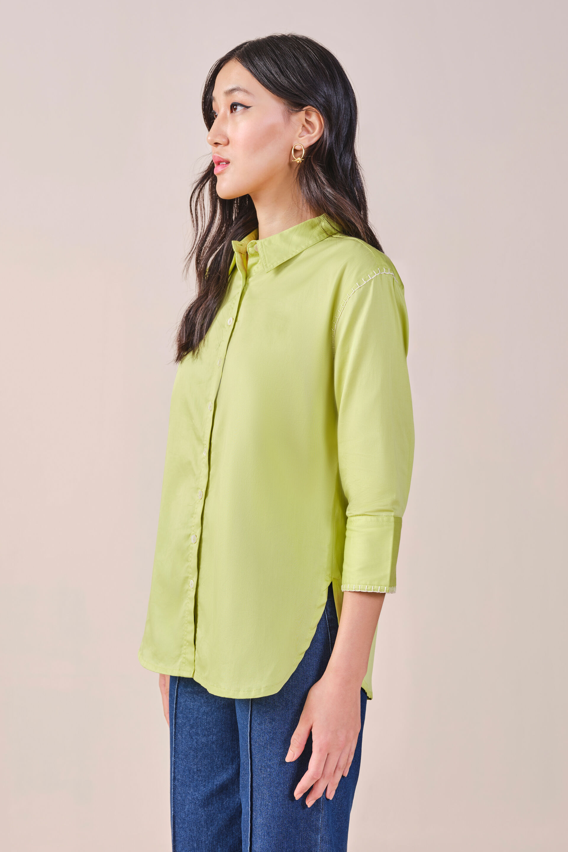Lime Light Cotton Shirt, Lime Green, image 6
