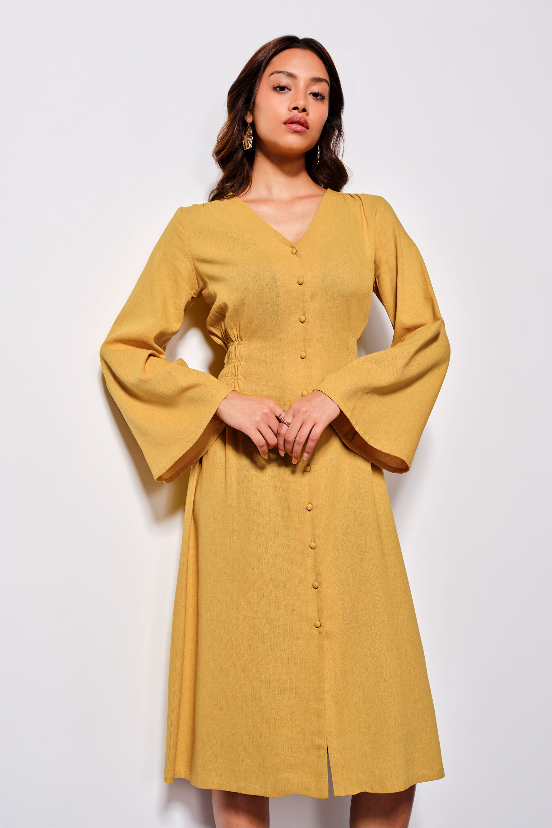 Button up yellow dress new arrivals