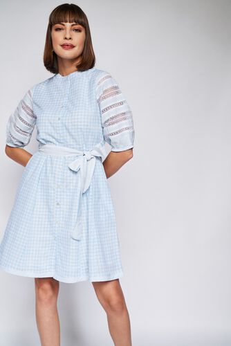 Blue Stripes Straight Dress, Blue, image 5