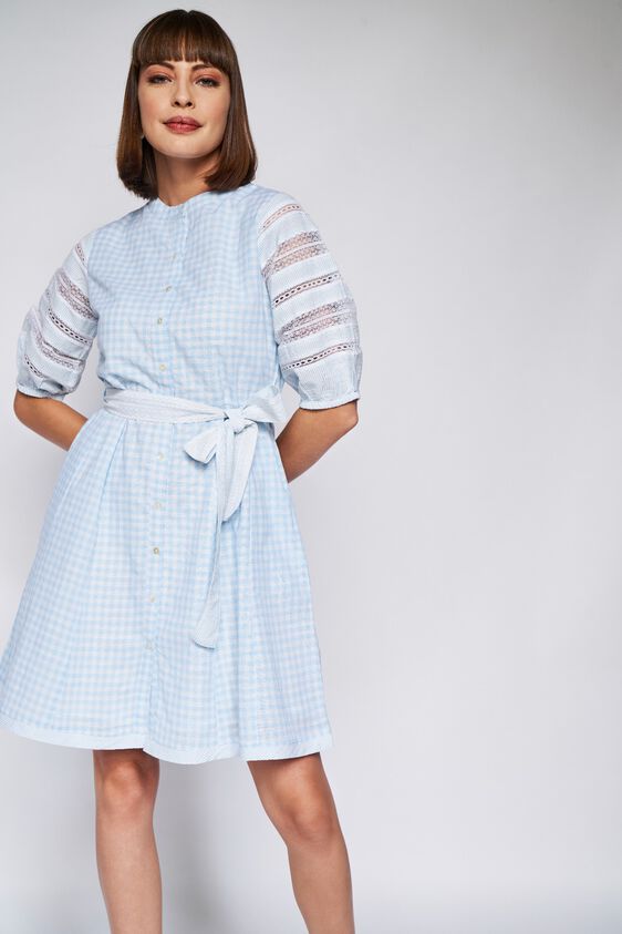 Blue Stripes Straight Dress, Blue, image 5