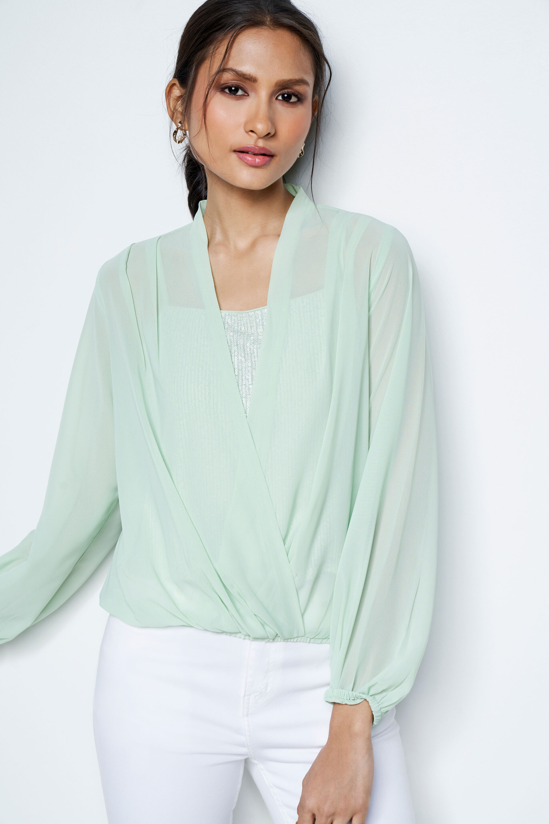 Mint Magic Wrap Top, Mint, image 3