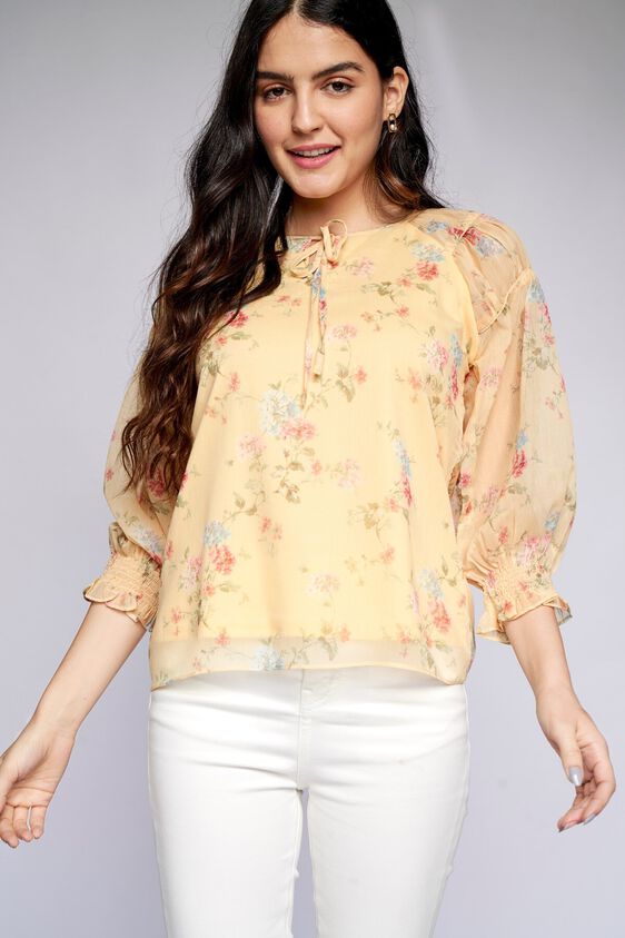 3 - Yellow Floral Blouson Top, image 3