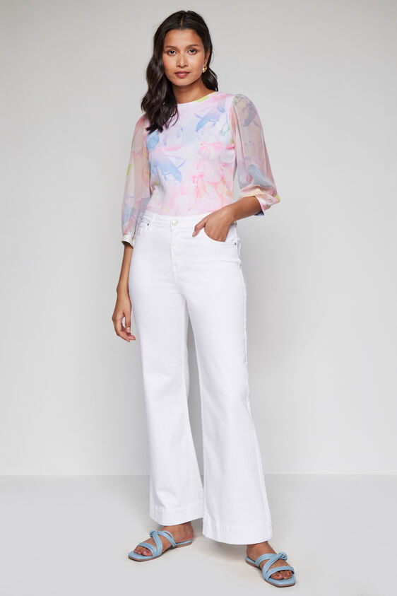 White Boot Cut Denim, White, image 1