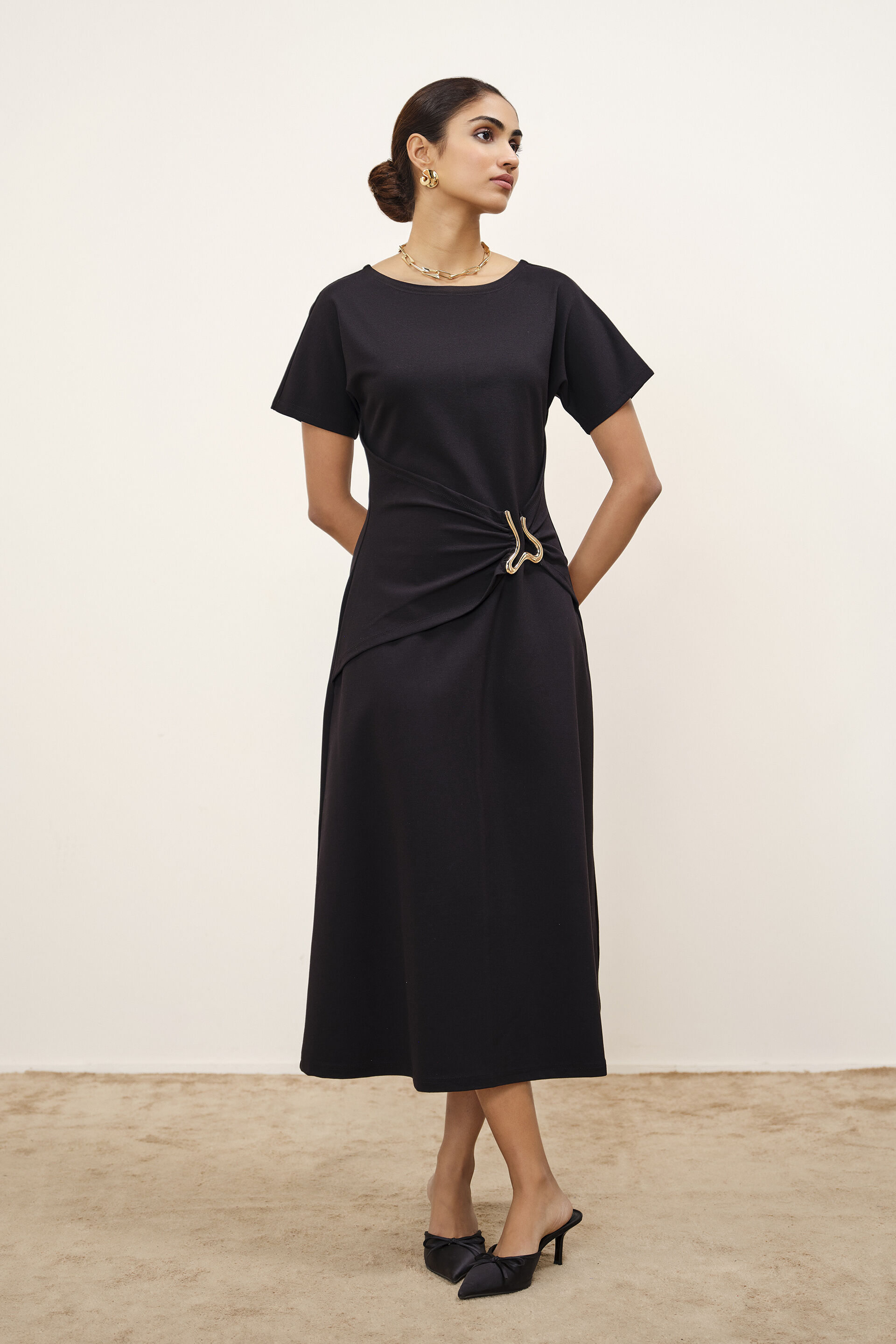 Velra Black Draped Dress