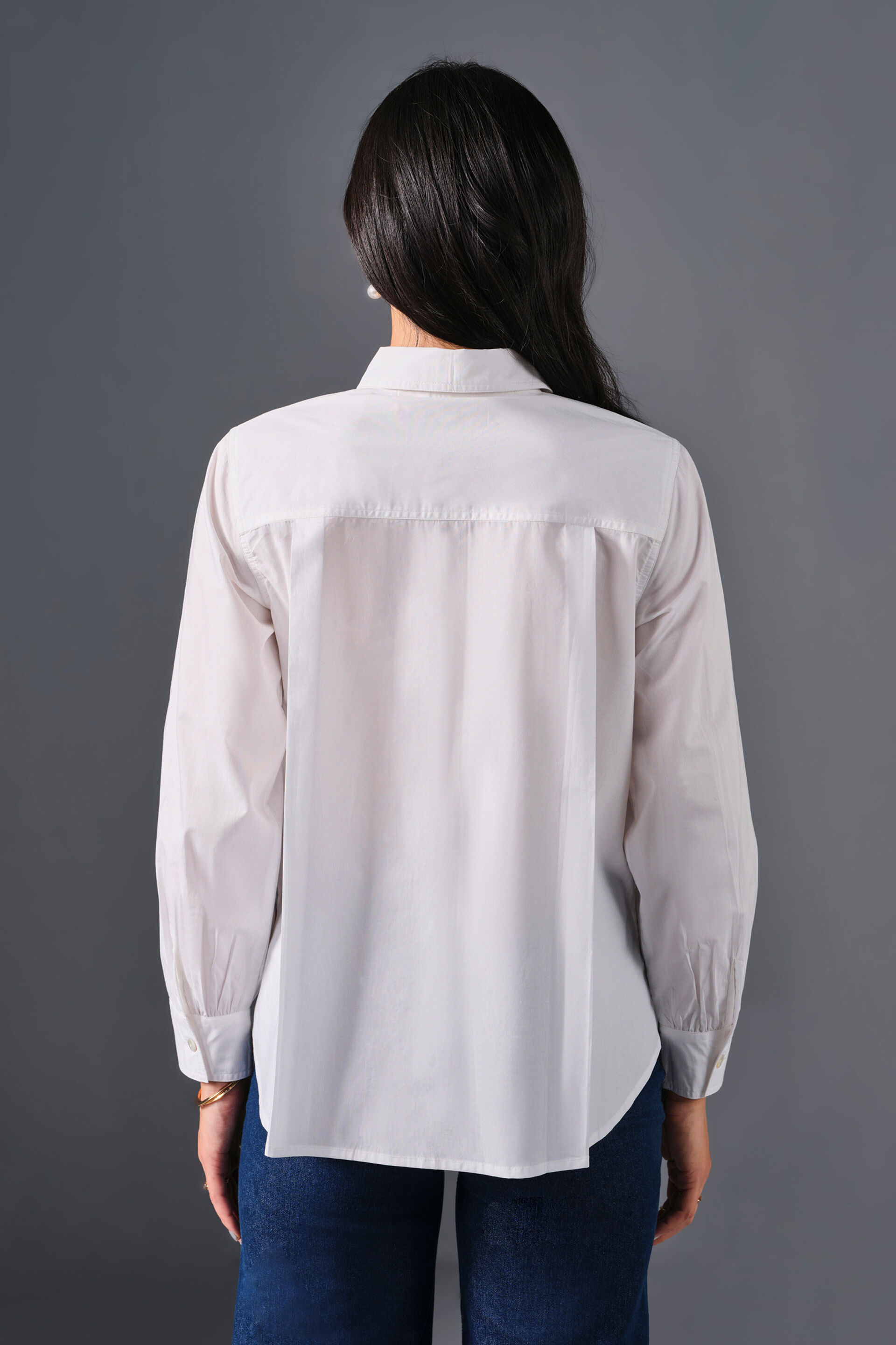 Dewdrop Cotton Shirt, White, image 7