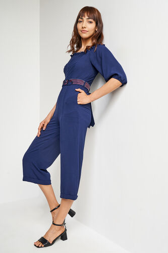 Navy Blue Solid Straight Jumpsuit, Navy Blue, image 4