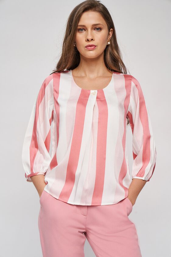 3 - Pink Striped A-Line Top, image 3