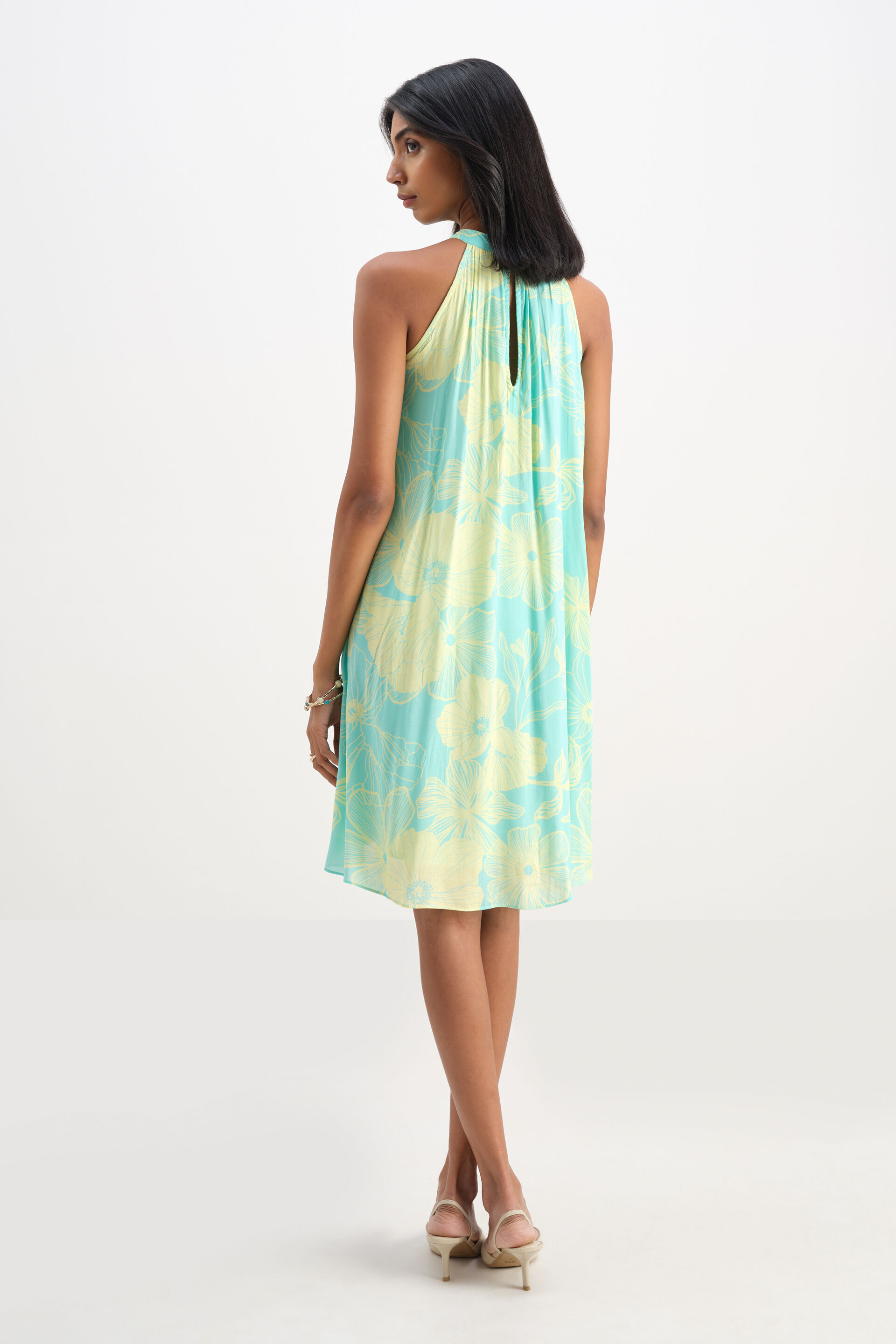 Amber Halter Dress, Aqua Green, image 3