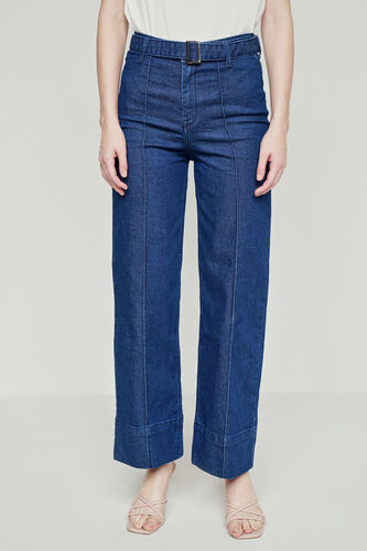 Dark Blue Solid Flared Bottom, Dark Blue, image 1